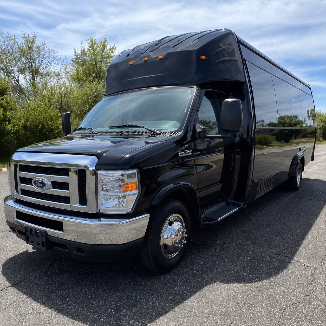 Columbus Birthday, Sweet 16, & Quinceañera Transportation party bus exterior